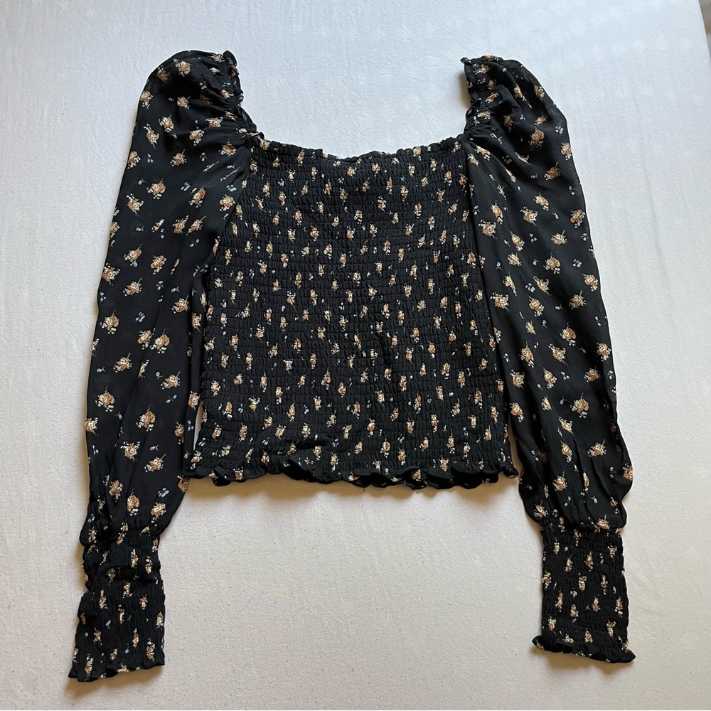 Maje Black Floral Blouse